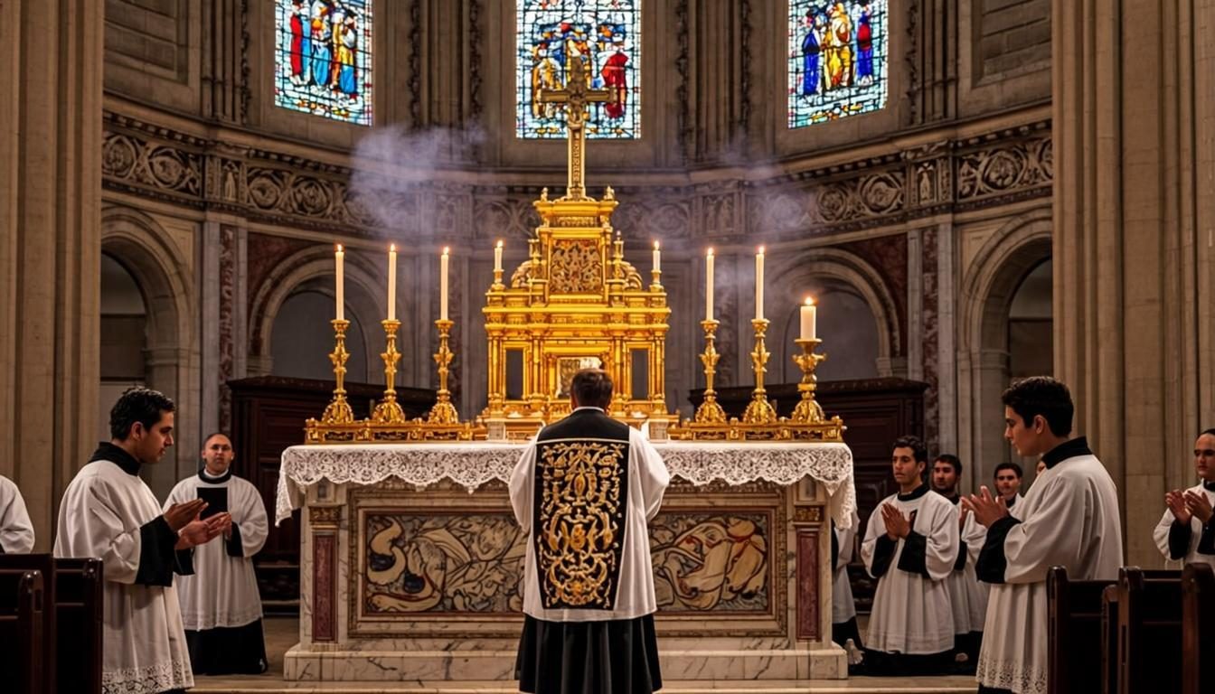 Elevación del cáliz durante la Santa Misa tradicional